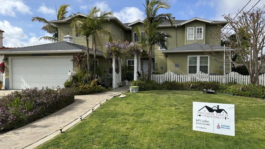 Sage green exterior and trim